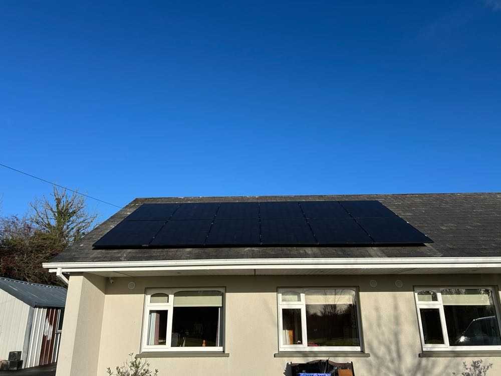 Solar panels on a semi-detached house roof in Co. Leitrim, installed by Solar PV Panels Ireland